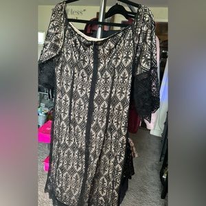 Sharagano | Nude Mesh Dress